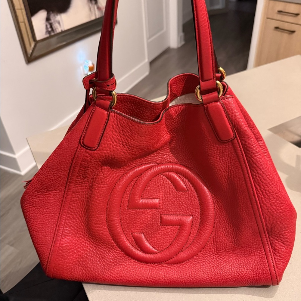 Gucci Red Leather Shoulder Bag
